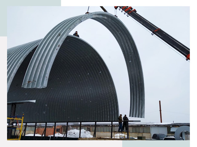 Полукруглые ангары в Уфе